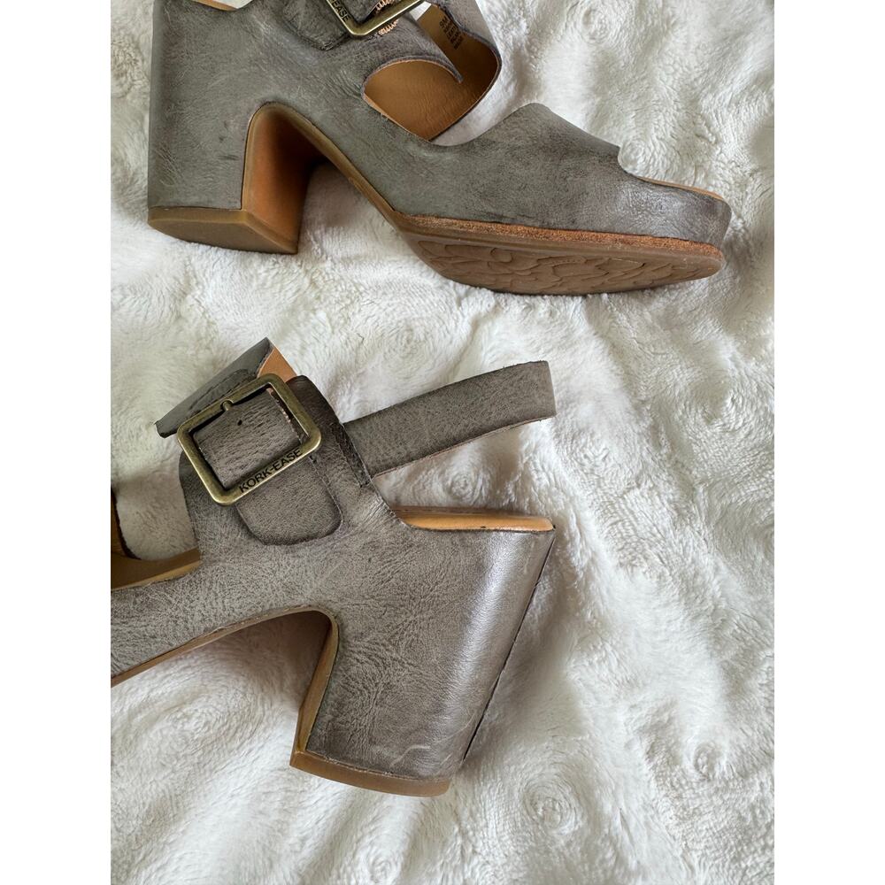 Kork-Ease San Carlos Leather Heeled Sandals Taupe Chunky Heel Boho Comfort - Picture 4 of 9